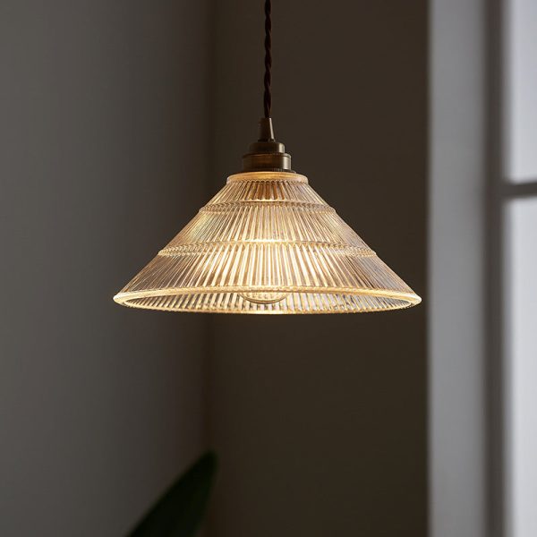 Contemporary Scandinavian Cone Copper Glass 1-Light Pendant Light For Living Room - Image 6