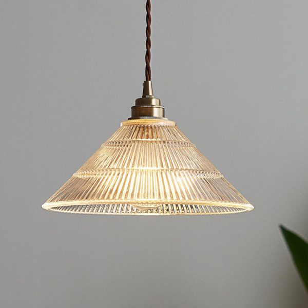 Contemporary Scandinavian Cone Copper Glass 1-Light Pendant Light For Living Room - Image 9