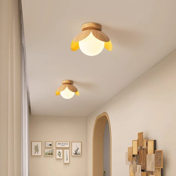 Traditional Japanese Globe Iron Glass 1-Light Semi-Flush Mount Ceiling Light For Living Room - Image 3