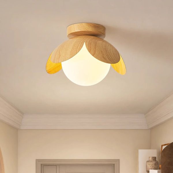 Traditional Japanese Globe Iron Glass 1-Light Semi-Flush Mount Ceiling Light For Living Room - Image 8