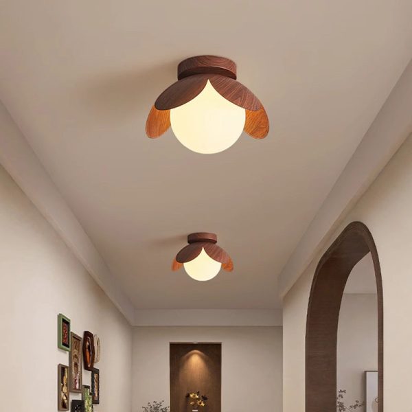 Traditional Japanese Globe Iron Glass 1-Light Semi-Flush Mount Ceiling Light For Living Room - Image 9