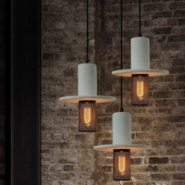 Contemporary Scandinavian Column Iron Cement 1-Light Pendant Light For Living Room - Image 9
