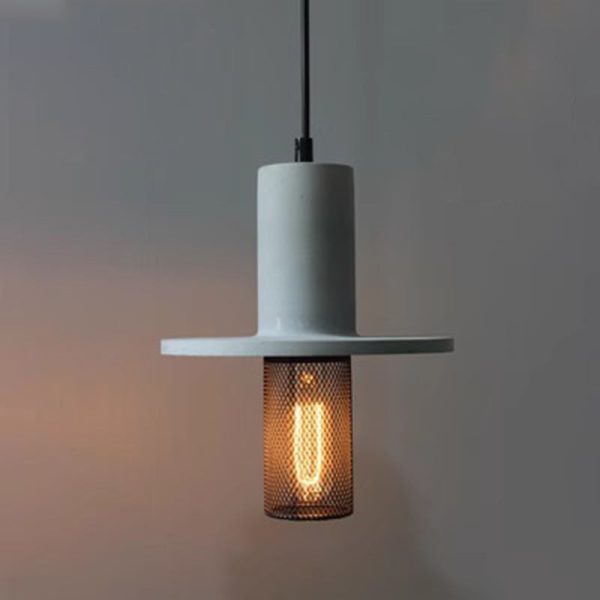 Contemporary Scandinavian Column Iron Cement 1-Light Pendant Light For Living Room - Image 2