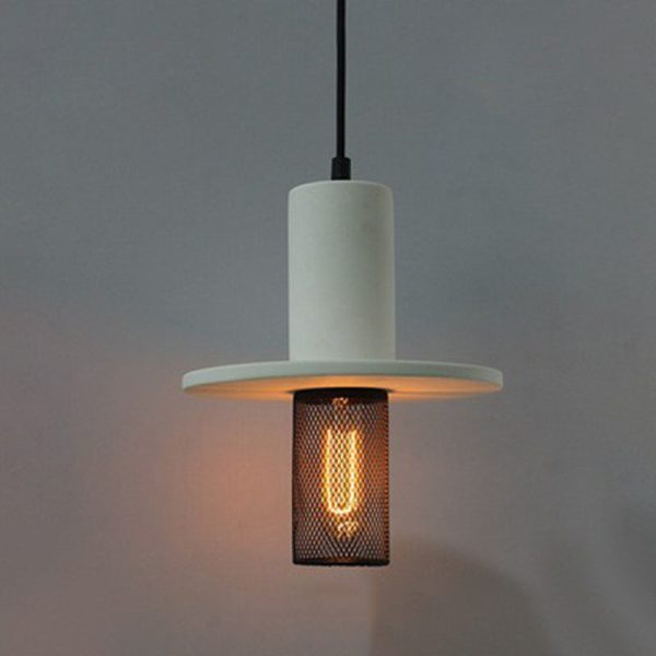 Contemporary Scandinavian Column Iron Cement 1-Light Pendant Light For Living Room - Image 3