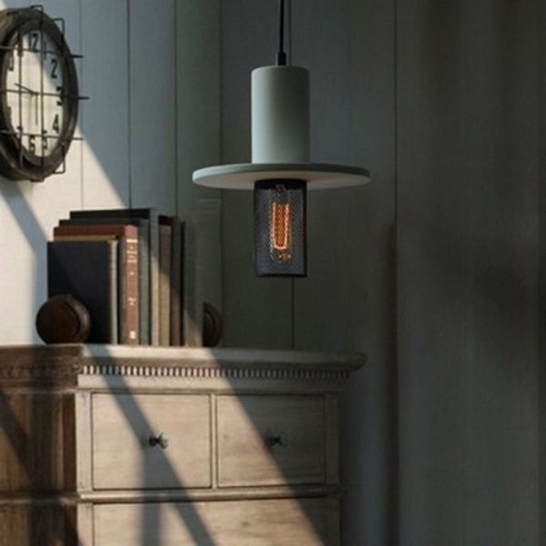 Contemporary Scandinavian Column Iron Cement 1-Light Pendant Light For Living Room - Image 6