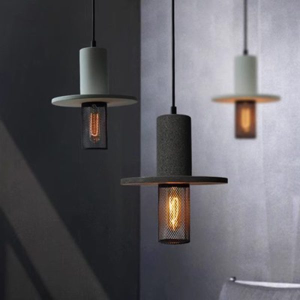 Contemporary Scandinavian Column Iron Cement 1-Light Pendant Light For Living Room - Image 7