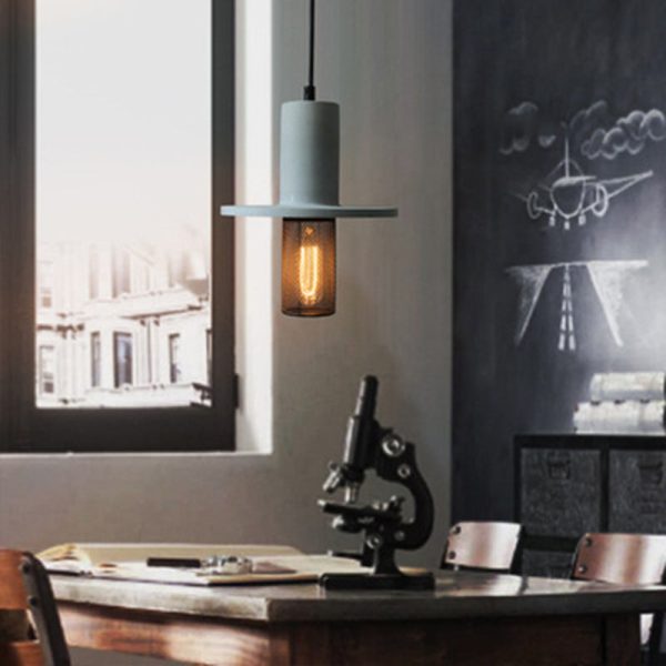Contemporary Scandinavian Column Iron Cement 1-Light Pendant Light For Living Room - Image 8