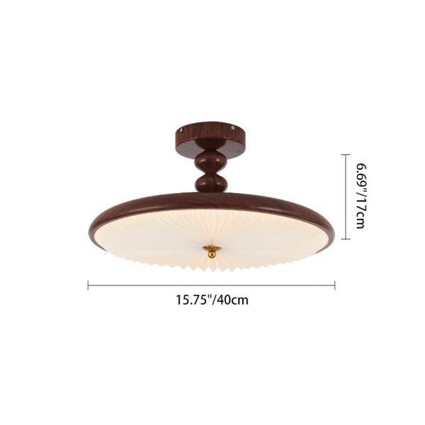Traditional Vintage Round Iron Plastic LED Semi-Flush Mount Ceiling Light For Living Room - Image 4
