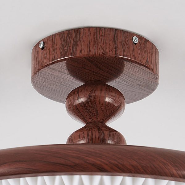 Traditional Vintage Round Iron Plastic LED Semi-Flush Mount Ceiling Light For Living Room - Image 8