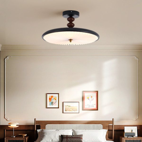 Traditional Vintage Round Iron Plastic LED Semi-Flush Mount Ceiling Light For Living Room - Image 3