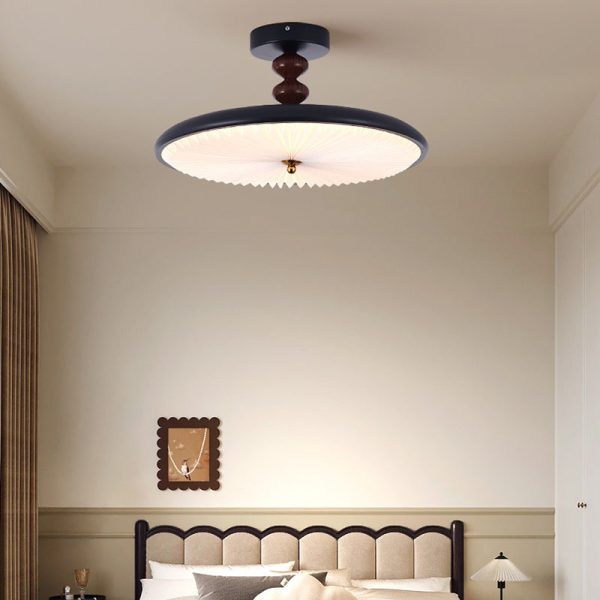 Traditional Vintage Round Iron Plastic LED Semi-Flush Mount Ceiling Light For Living Room - Image 11