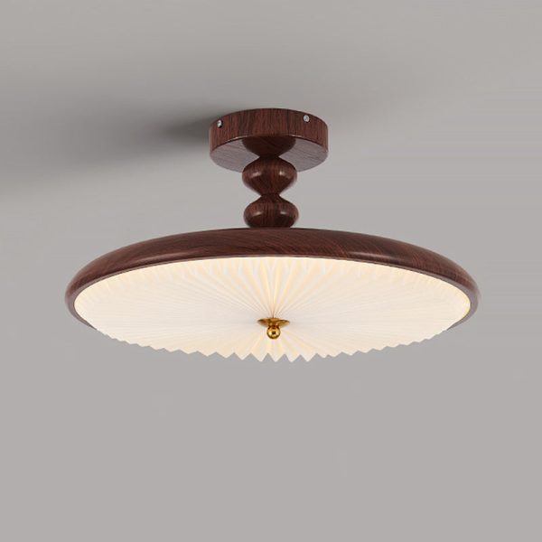 Traditional Vintage Round Iron Plastic LED Semi-Flush Mount Ceiling Light For Living Room - Image 14