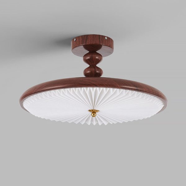 Traditional Vintage Round Iron Plastic LED Semi-Flush Mount Ceiling Light For Living Room - Image 15