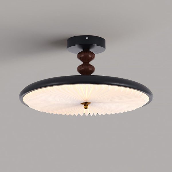 Traditional Vintage Round Iron Plastic LED Semi-Flush Mount Ceiling Light For Living Room - Image 16