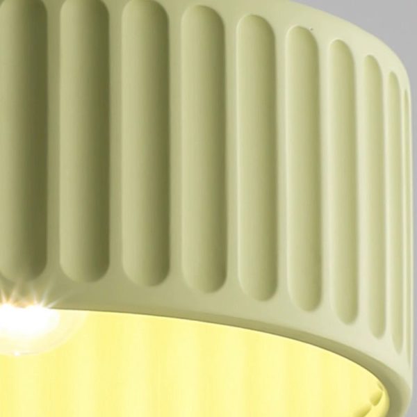 Contemporary Nordic Painted Ribbed Cylinder Resin 1-Light Semi-Flush Mount Ceiling Light For Hallways - Image 9