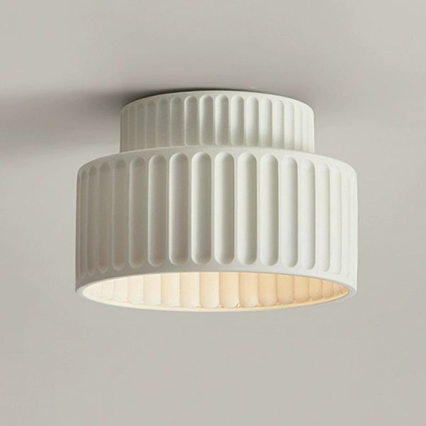 Contemporary Nordic Painted Ribbed Cylinder Resin 1-Light Semi-Flush Mount Ceiling Light For Hallways - Image 18