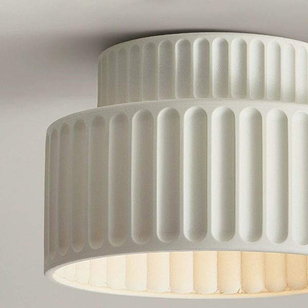 Contemporary Nordic Painted Ribbed Cylinder Resin 1-Light Semi-Flush Mount Ceiling Light For Hallways - Image 7