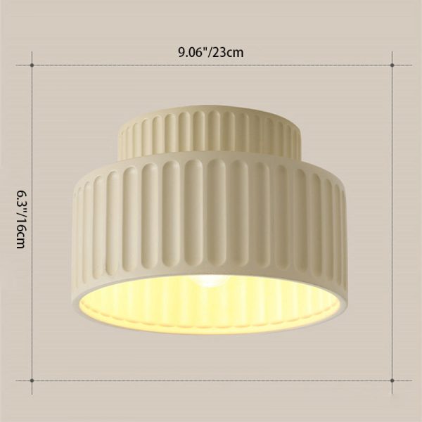 Contemporary Nordic Painted Ribbed Cylinder Resin 1-Light Semi-Flush Mount Ceiling Light For Hallways - Image 4