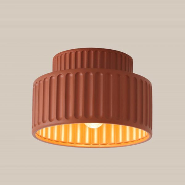 Contemporary Nordic Painted Ribbed Cylinder Resin 1-Light Semi-Flush Mount Ceiling Light For Hallways - Image 16