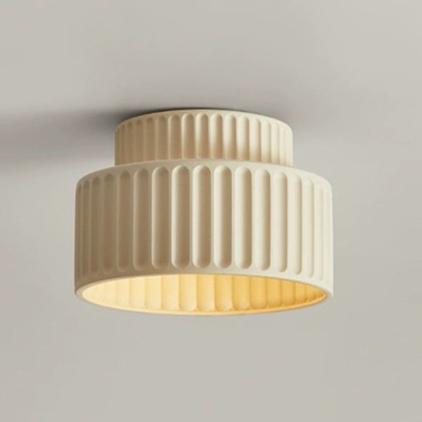 Contemporary Nordic Painted Ribbed Cylinder Resin 1-Light Semi-Flush Mount Ceiling Light For Hallways - Image 17