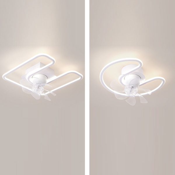 Contemporary Creative Iron Silicone ABS Round Square LED Semi-Flush Mount Ceiling Fan Light Living Room - Image 19