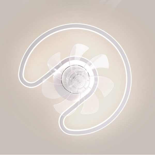 Contemporary Creative Iron Silicone ABS Round Square LED Semi-Flush Mount Ceiling Fan Light Living Room - Image 9