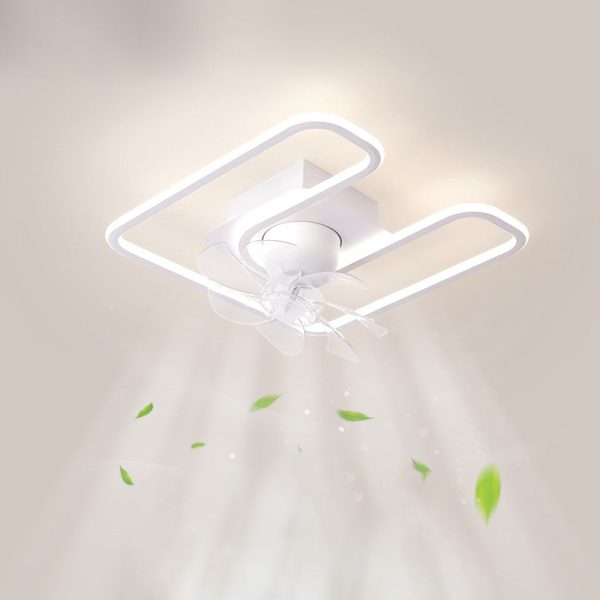 Contemporary Creative Iron Silicone ABS Round Square LED Semi-Flush Mount Ceiling Fan Light Living Room - Image 10