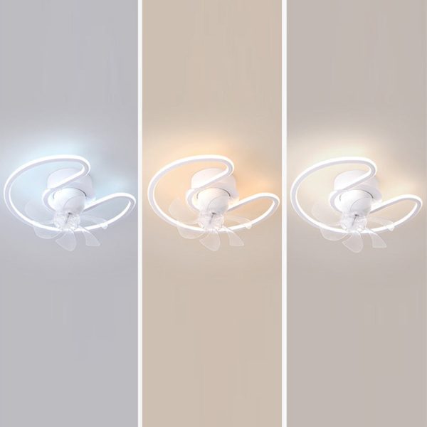 Contemporary Creative Iron Silicone ABS Round Square LED Semi-Flush Mount Ceiling Fan Light Living Room - Image 20