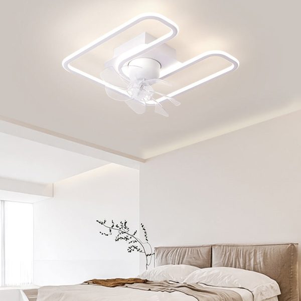 Contemporary Creative Iron Silicone ABS Round Square LED Semi-Flush Mount Ceiling Fan Light Living Room - Image 11
