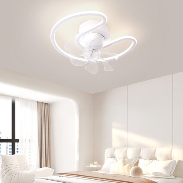 Contemporary Creative Iron Silicone ABS Round Square LED Semi-Flush Mount Ceiling Fan Light Living Room - Image 15