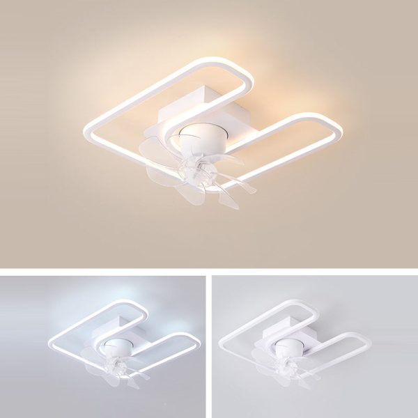 Contemporary Creative Iron Silicone ABS Round Square LED Semi-Flush Mount Ceiling Fan Light Living Room - Image 21