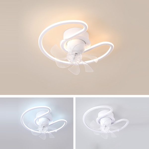 Contemporary Creative Iron Silicone ABS Round Square LED Semi-Flush Mount Ceiling Fan Light Living Room - Image 22