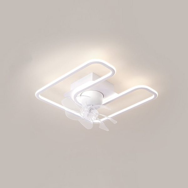 Contemporary Creative Iron Silicone ABS Round Square LED Semi-Flush Mount Ceiling Fan Light Living Room - Image 23