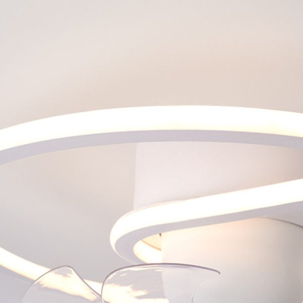 Contemporary Creative Iron Silicone ABS Round Square LED Semi-Flush Mount Ceiling Fan Light Living Room - Image 6