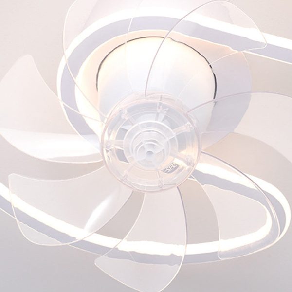 Contemporary Creative Iron Silicone ABS Round Square LED Semi-Flush Mount Ceiling Fan Light Living Room - Image 8