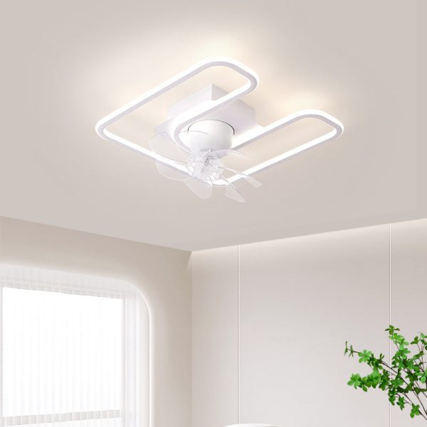 Contemporary Creative Iron Silicone ABS Round Square LED Semi-Flush Mount Ceiling Fan Light Living Room - Image 14