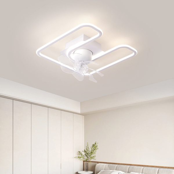 Contemporary Creative Iron Silicone ABS Round Square LED Semi-Flush Mount Ceiling Fan Light Living Room - Image 13