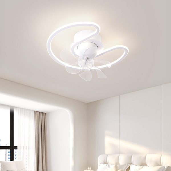 Contemporary Creative Iron Silicone ABS Round Square LED Semi-Flush Mount Ceiling Fan Light Living Room - Image 16