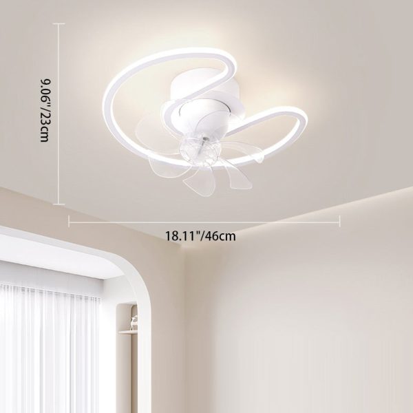 Contemporary Creative Iron Silicone ABS Round Square LED Semi-Flush Mount Ceiling Fan Light Living Room - Image 5