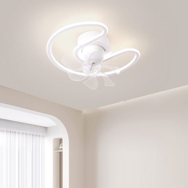 Contemporary Creative Iron Silicone ABS Round Square LED Semi-Flush Mount Ceiling Fan Light Living Room - Image 17