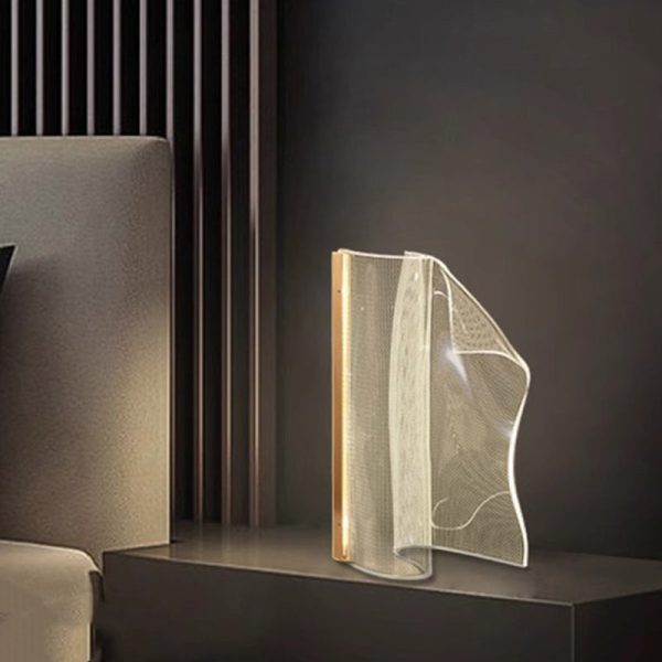 Contemporary Creative Irregular Transparent Aluminum Acrylic LED Table Lamp For Bedroom - Image 3