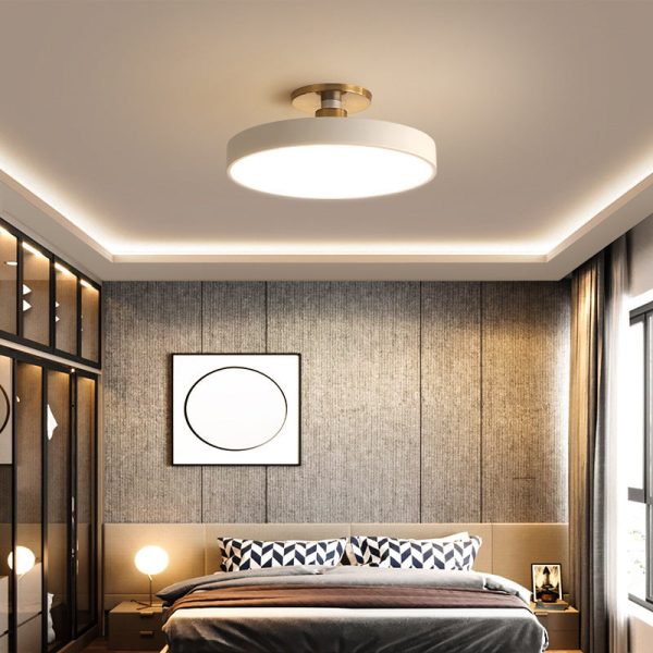 Modern Minimalist Round Shape Macaron Hardware Acrylic LED Semi-Flush Mount Ceiling Light For Bedroom - Image 3