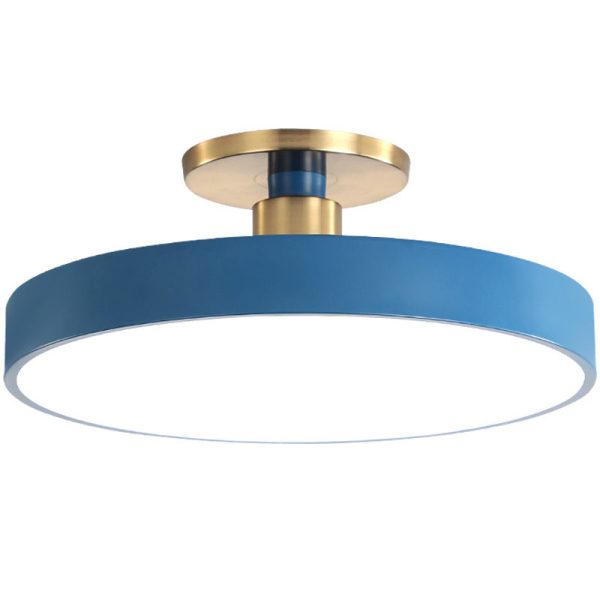 Modern Minimalist Round Shape Macaron Hardware Acrylic LED Semi-Flush Mount Ceiling Light For Bedroom - Image 17