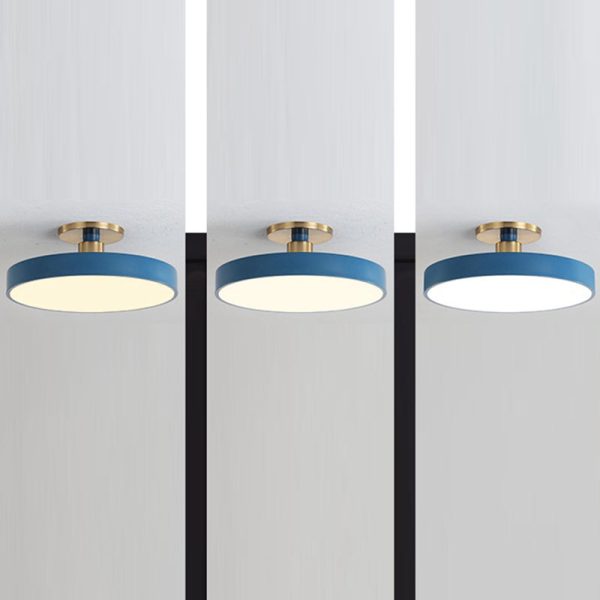 Modern Minimalist Round Shape Macaron Hardware Acrylic LED Semi-Flush Mount Ceiling Light For Bedroom - Image 16