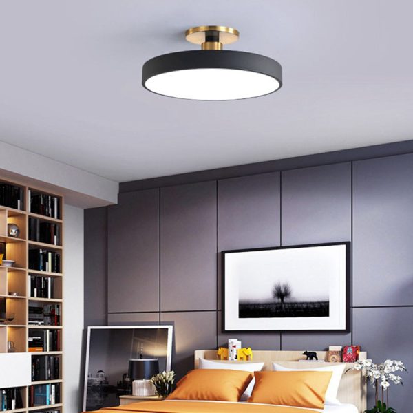 Modern Minimalist Round Shape Macaron Hardware Acrylic LED Semi-Flush Mount Ceiling Light For Bedroom - Image 8