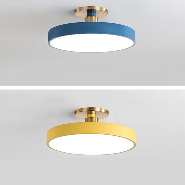Modern Minimalist Round Shape Macaron Hardware Acrylic LED Semi-Flush Mount Ceiling Light For Bedroom - Image 13