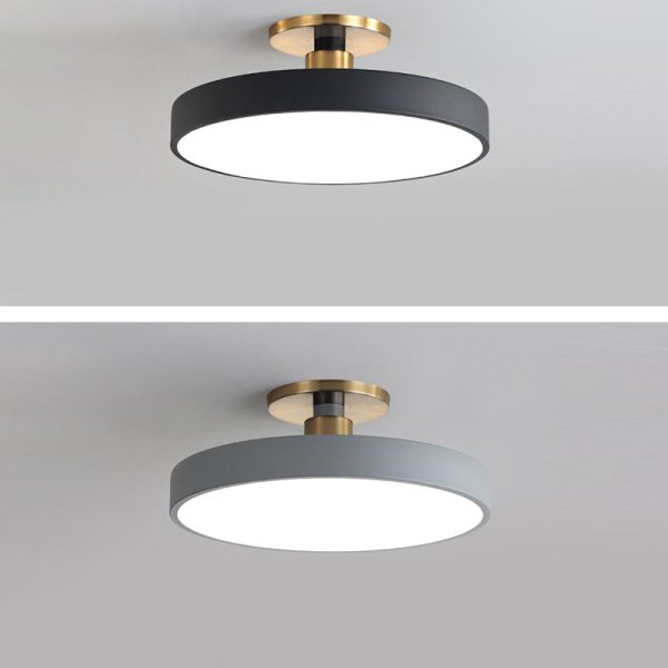 Modern Minimalist Round Shape Macaron Hardware Acrylic LED Semi-Flush Mount Ceiling Light For Bedroom - Image 15
