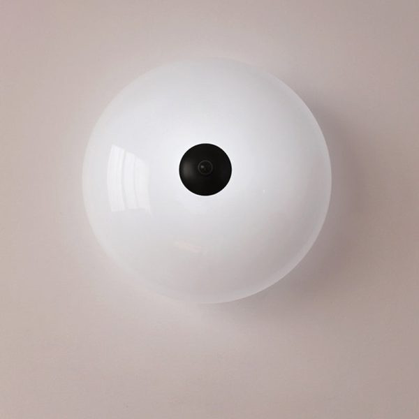 Modern Art Deco Drum Opal Iron Glass LED Semi-Flush Mount Ceiling Light For Bedroom - Image 8