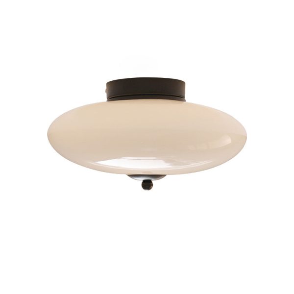 Modern Art Deco Drum Opal Iron Glass LED Semi-Flush Mount Ceiling Light For Bedroom - Image 29