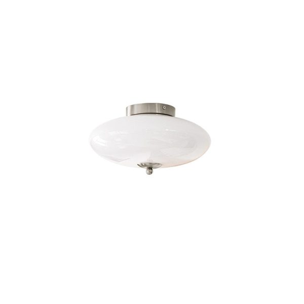 Modern Art Deco Drum Opal Iron Glass LED Semi-Flush Mount Ceiling Light For Bedroom - Image 30